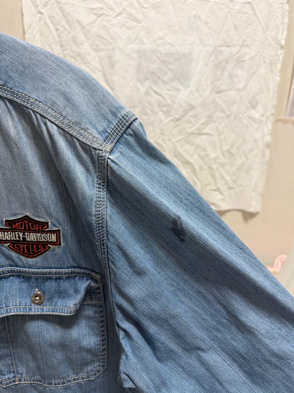 할리데이비슨 중청 패치 데님 셔츠 상품이미지3