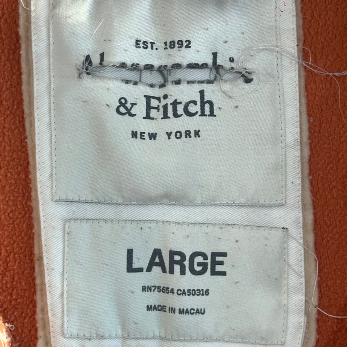 Abercrombie 아베크롬비 그런지 화이트 로고 오렌지 후드집업  상품이미지5