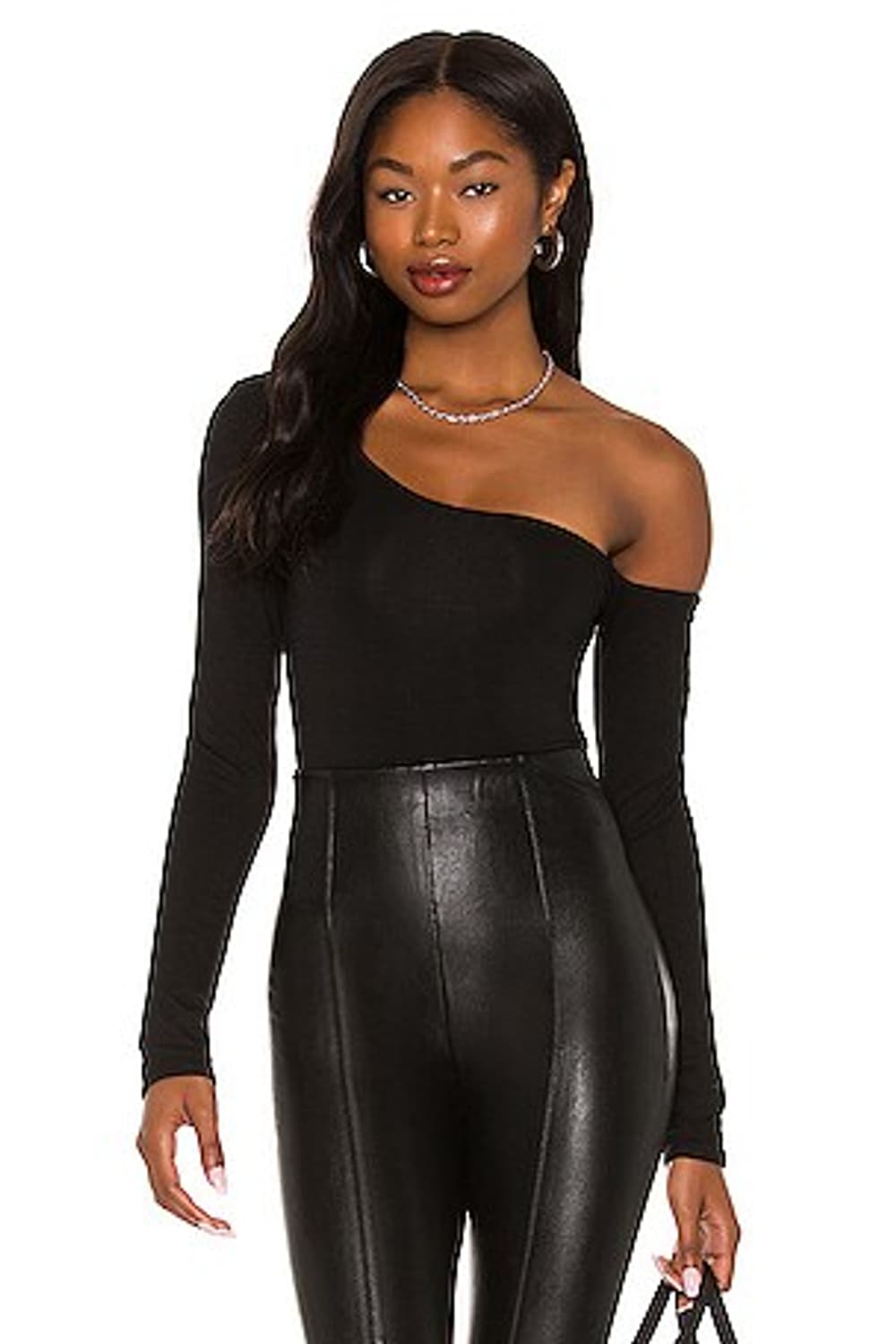 리 오나 RE ONA 블랙 언발란스 컷 아웃 긴팔 바디수트 상품이미지3