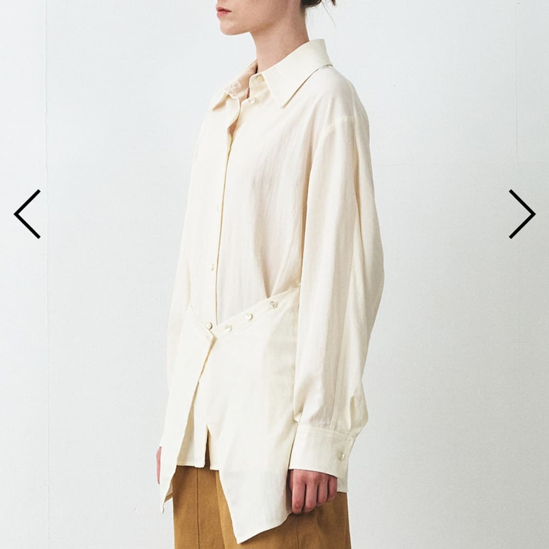 새상품) 모한 mohan 랩 레이어드 셔츠 블라우스 크림 m 상품이미지2