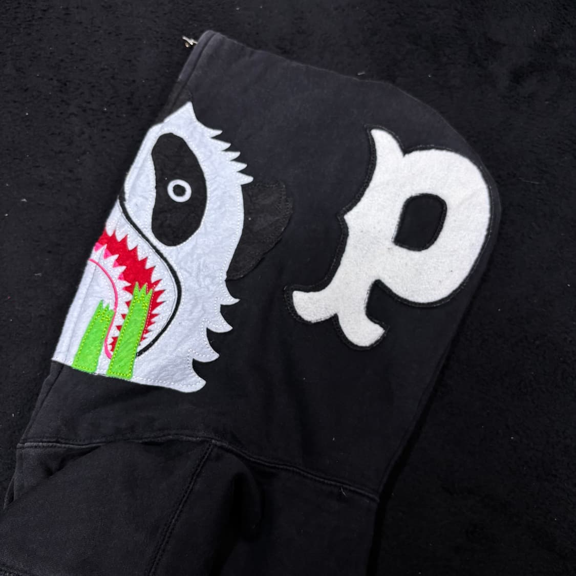 M 베이프 BAPE 흑계 판다 샤크 후드집업 상품이미지5