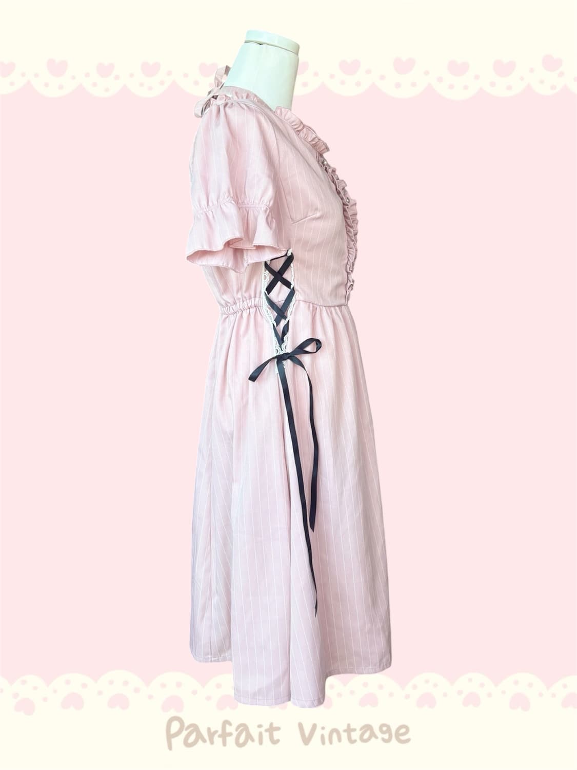 Axes femme 핑크 프릴 로걀 레이스업 원피스 상품이미지3
