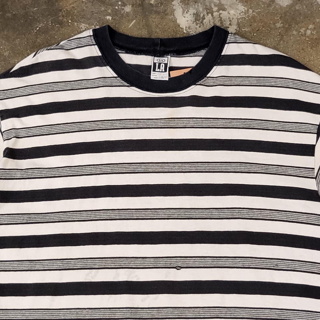 90s Made in USA 빈티지 스트라이프 단가라 링거티 링거반팔티 상품이미지3