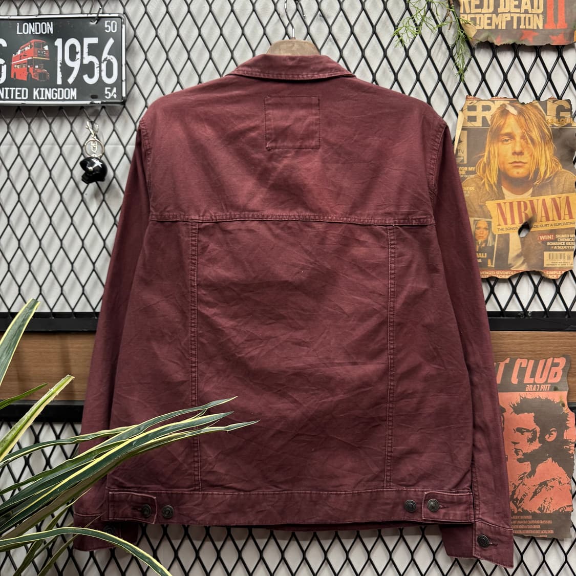 USA VINTAGE 데님 트러커자켓 전면 투포켓 포인트 버건디 상품이미지2