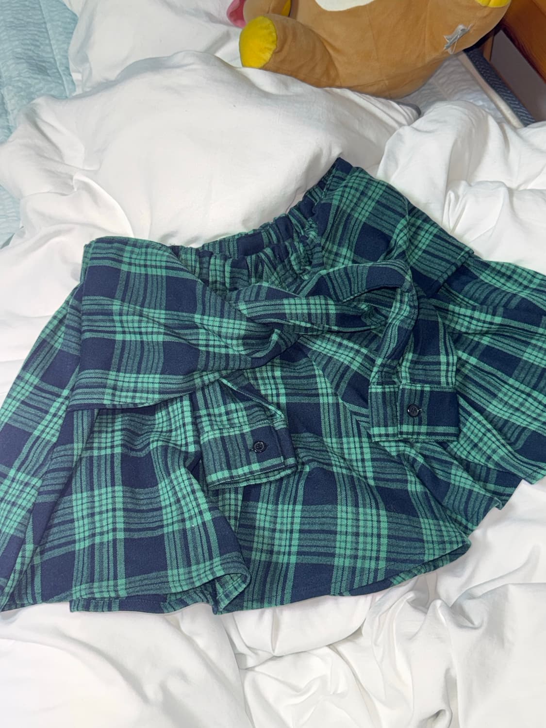 캐캐체깔 체크남방 스커트 상품이미지1