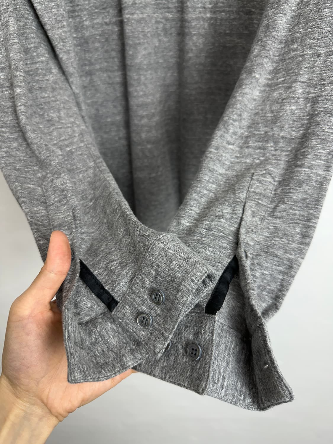 SOLID HOMME Melange Grey Henley Neck Tee 상품이미지6