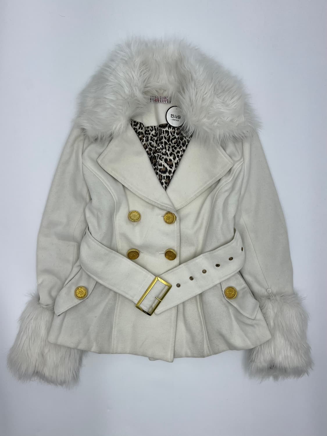 빈티지 아이보리 벨티드 퍼 자켓 상품이미지1