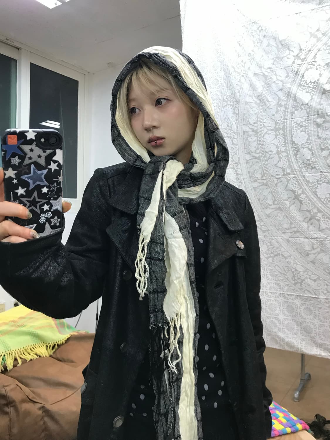 빈티지 투톤 린넨 머플러  상품이미지1