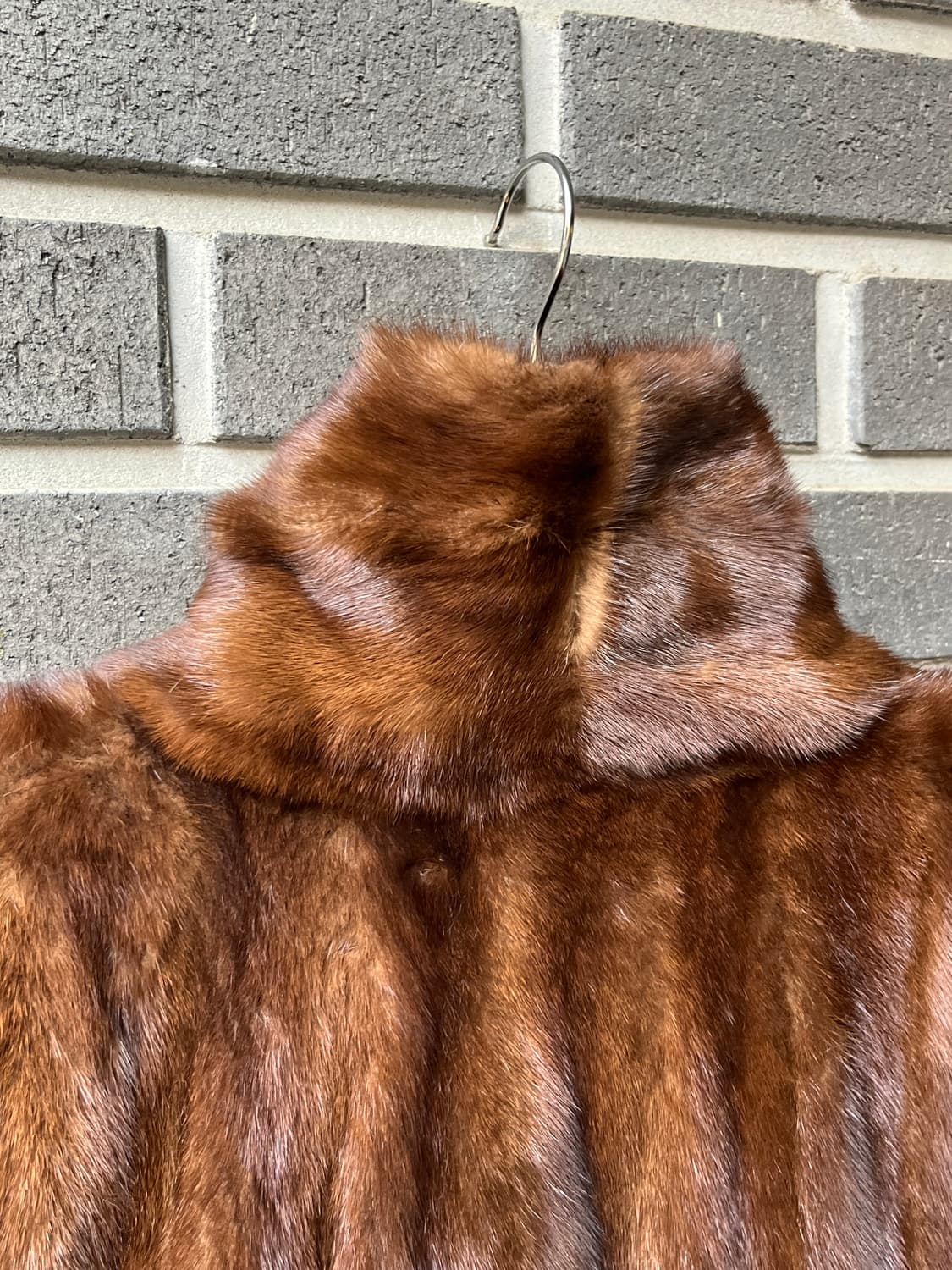 90s Genuine Mink 천연 밍크 롱 코트 마호가니 브라운 상품이미지9