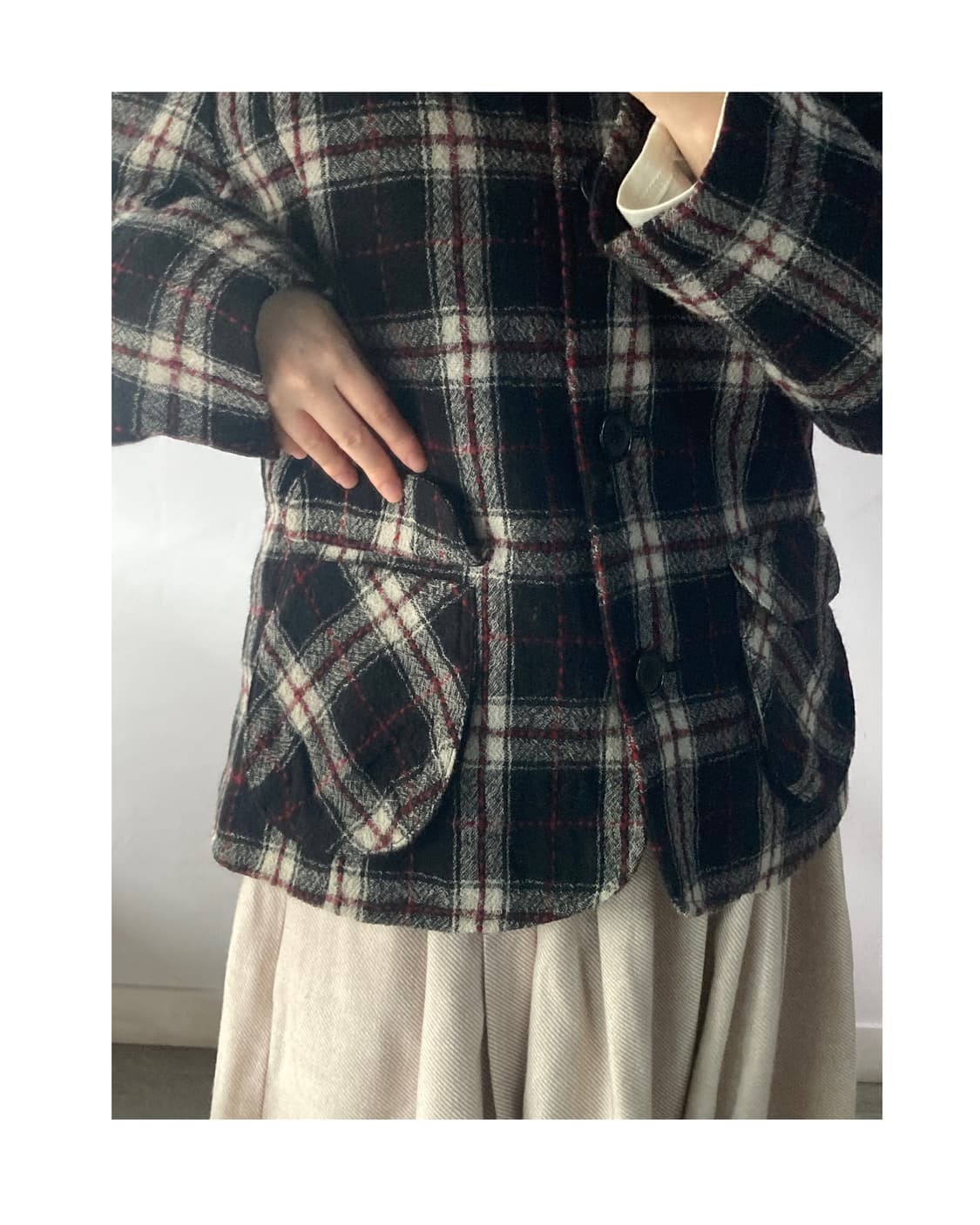 체크 울100 자켓 상품이미지3