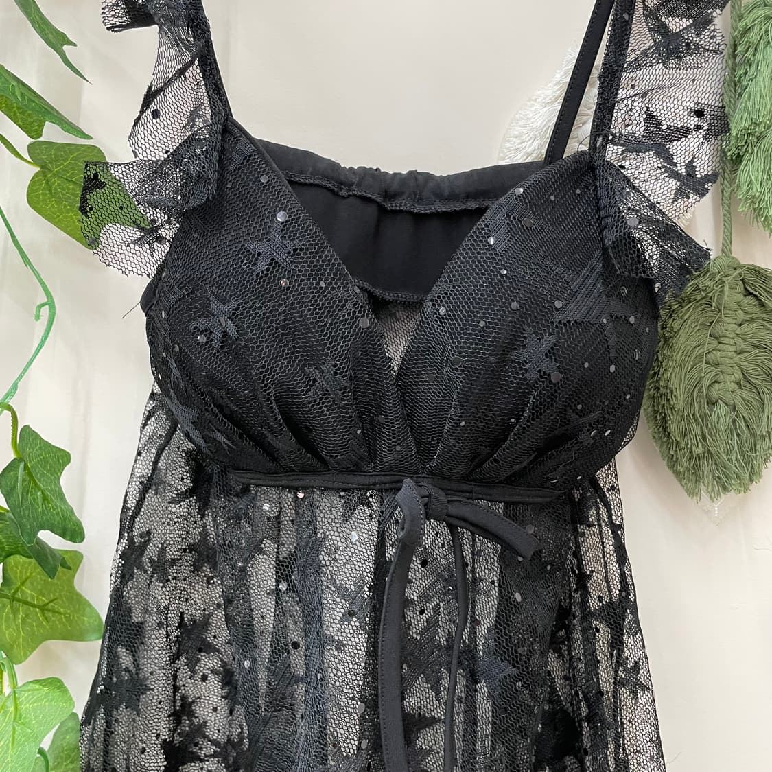 쉬폰 블랙 별 무늬 슬립  상품이미지2