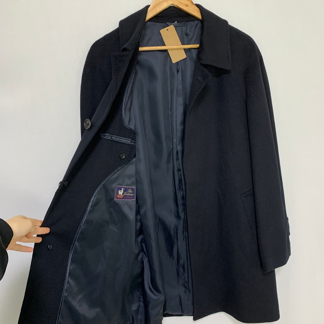 jpn 캐시미어 100% 버튼 하프코트 블랙 L 상품이미지9