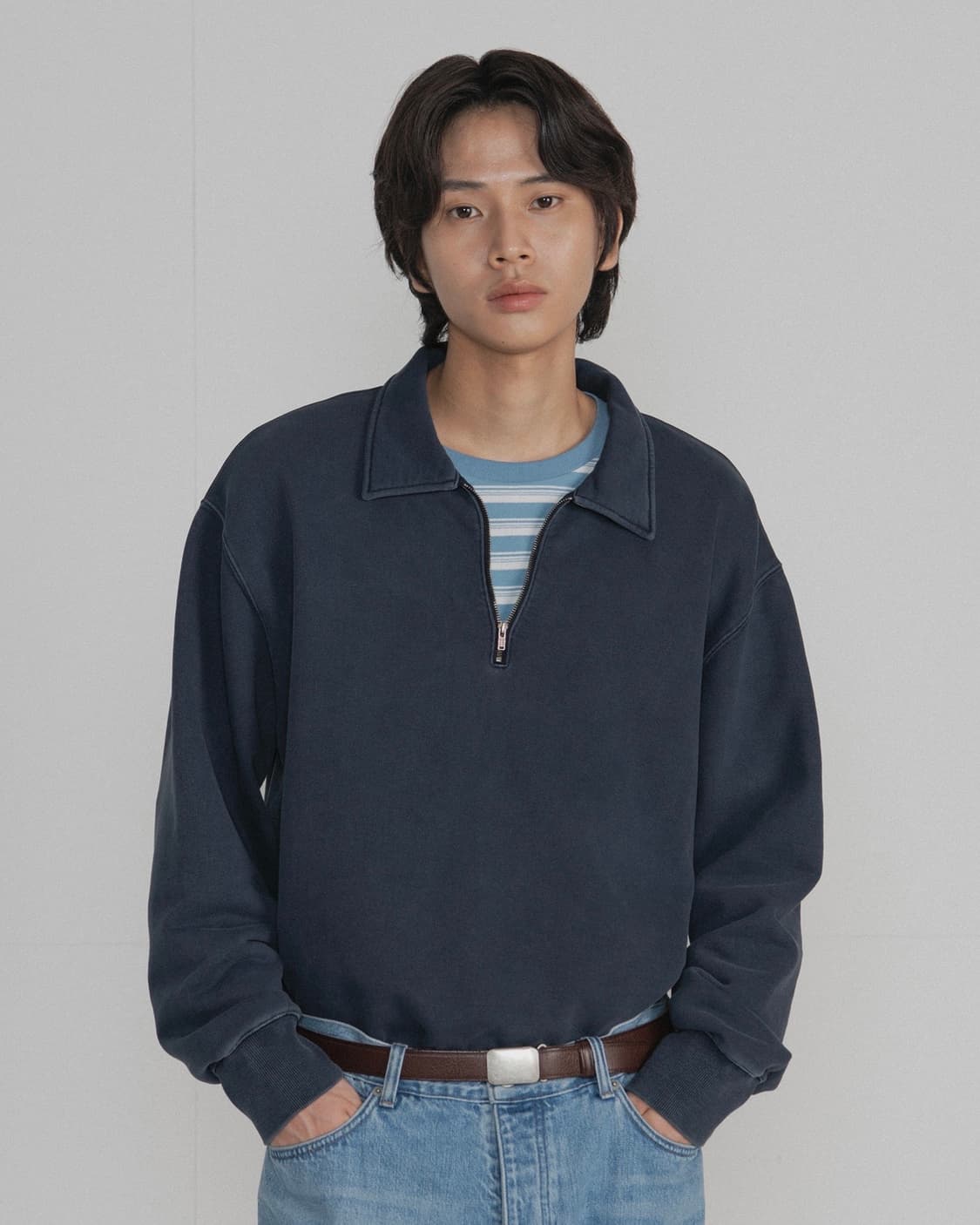 브라운야드 워시드 스웻 하프집업 4 상품이미지1