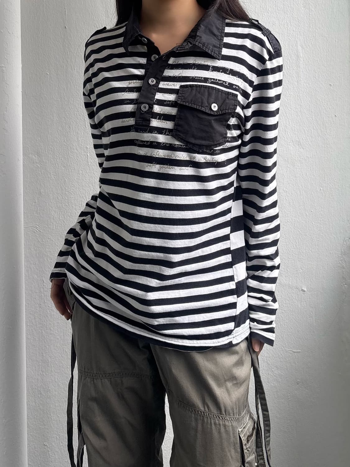 Vintage Pocket Detail Stripe Top 상품이미지1