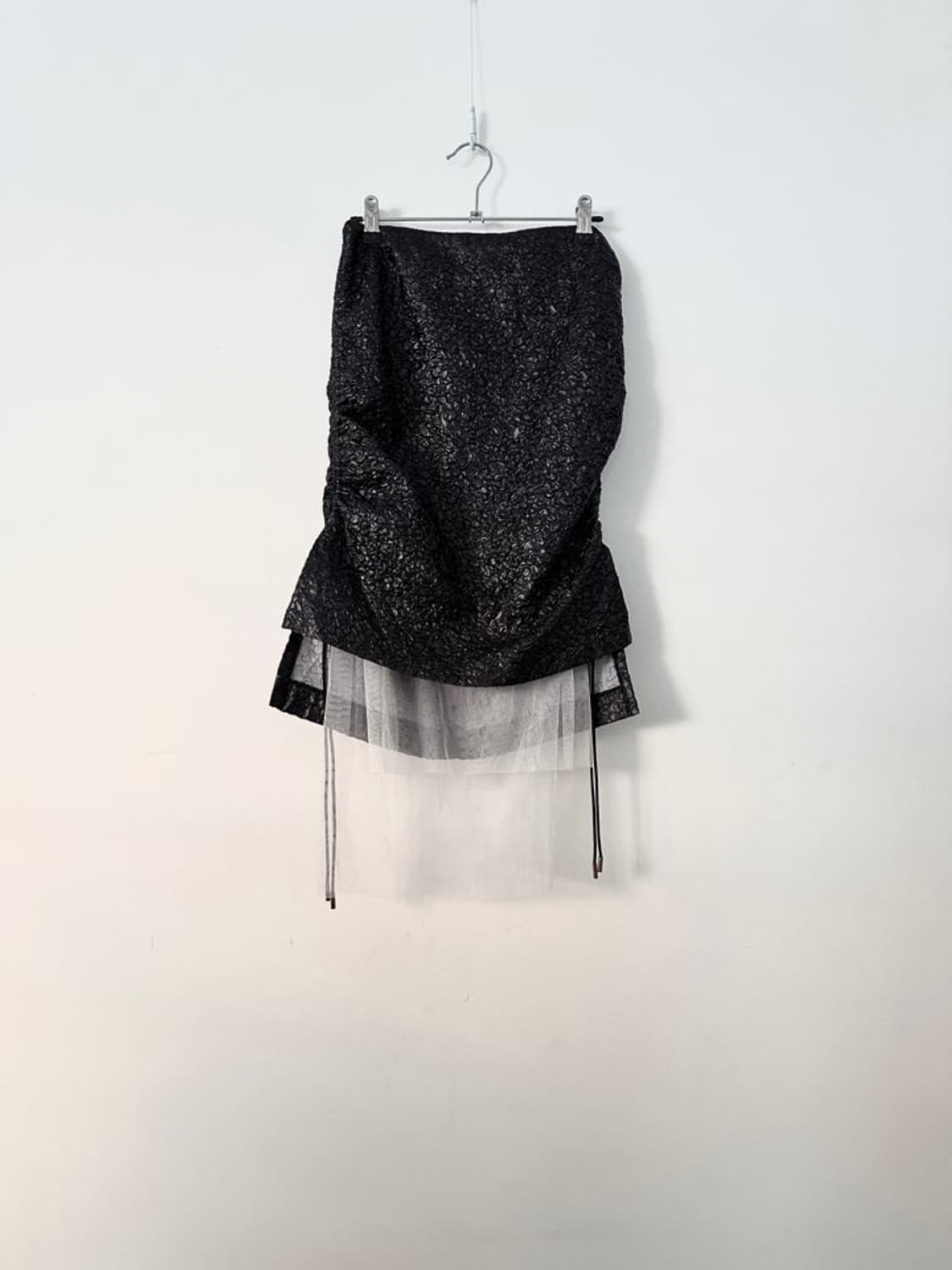 Jacquard lace layered skirt / black 상품이미지1