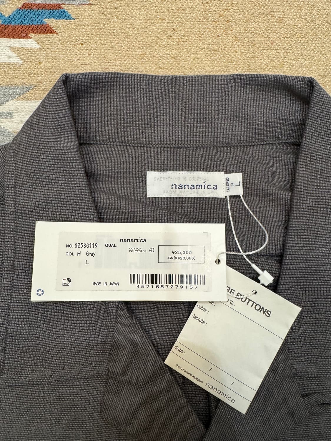 [L][105] 나나미카 오픈 카라 파나마 숏 슬리브 셔츠 헤더 그레이 상품이미지8