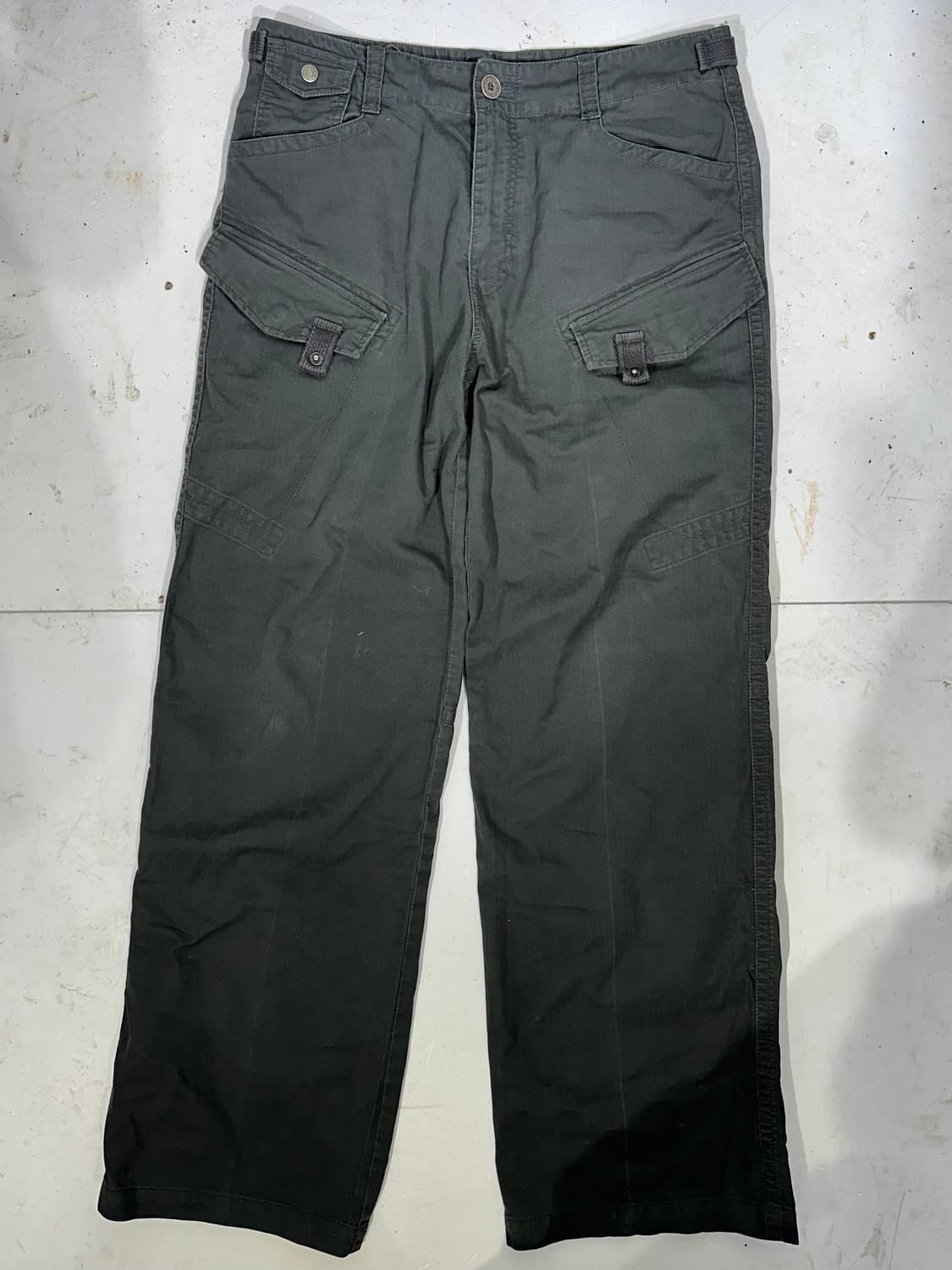 일본 빈티지 차콜 와이드 허리 스트랩 카고 데님 팬츠 건빵 바지  상품이미지4