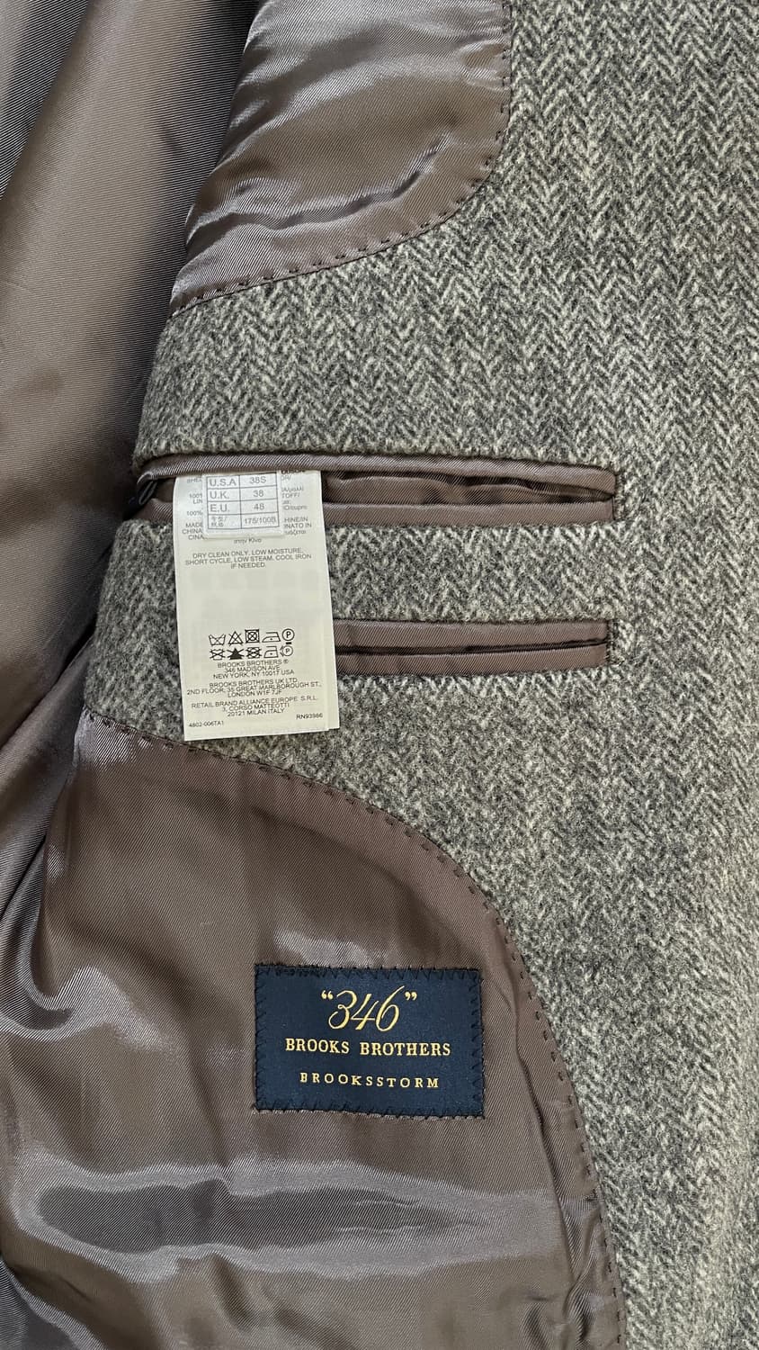 [48] 브룩스브라더스 헤링본 체스터필드 싱글 코트 다크그레이 상품이미지6