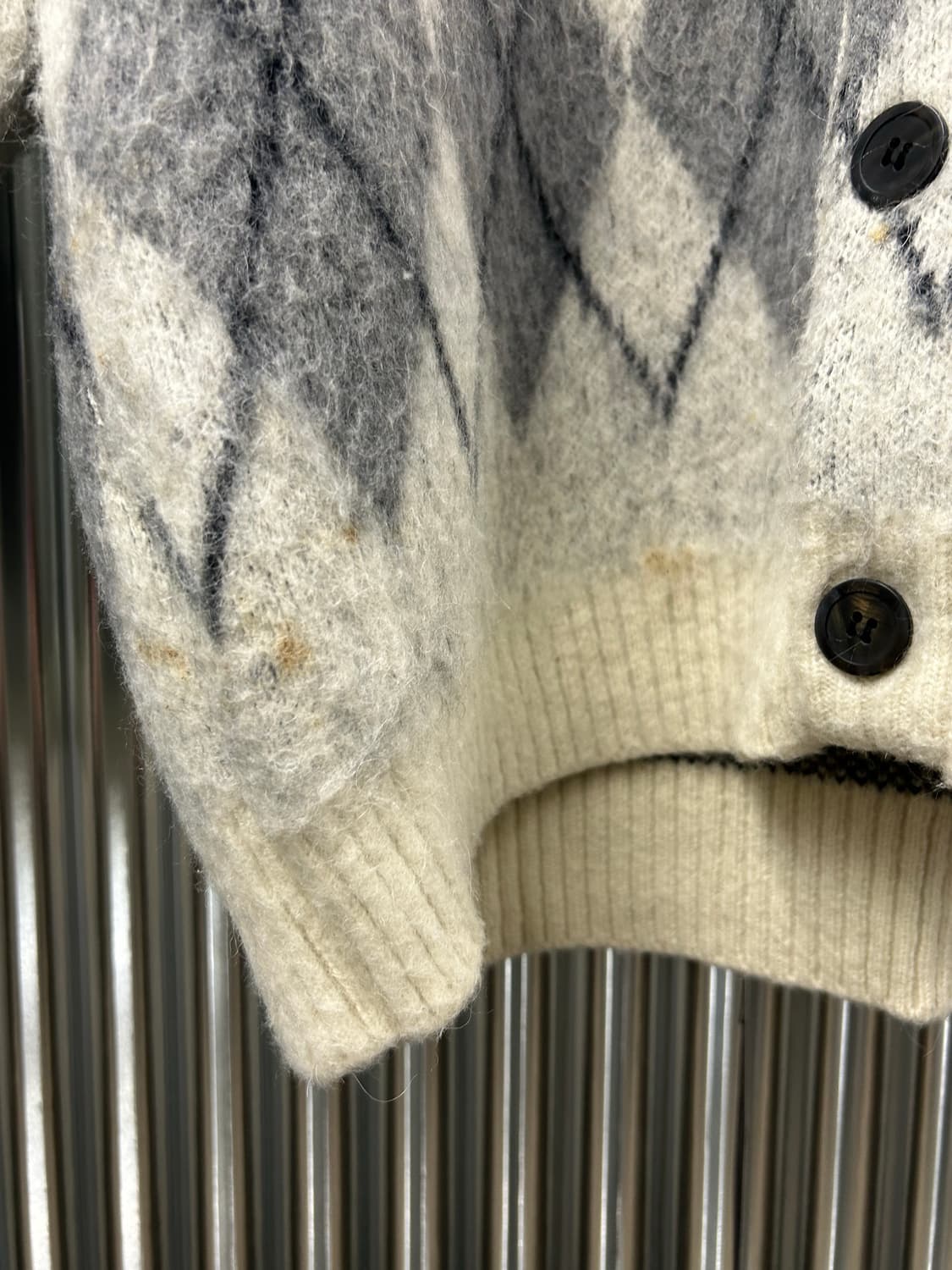 TONYWACK 아가일 알파카 울 가디건 아이보리 상품이미지8