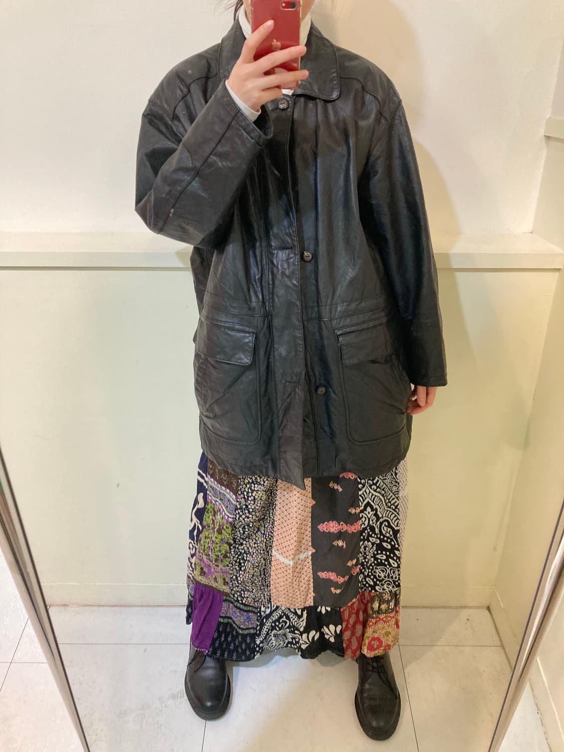 지퍼•단추 2중 잠금 소가죽 하트코트 상품이미지10