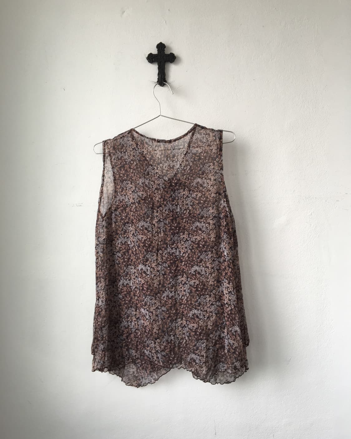 Pattern see through hsleeveless 상품이미지2