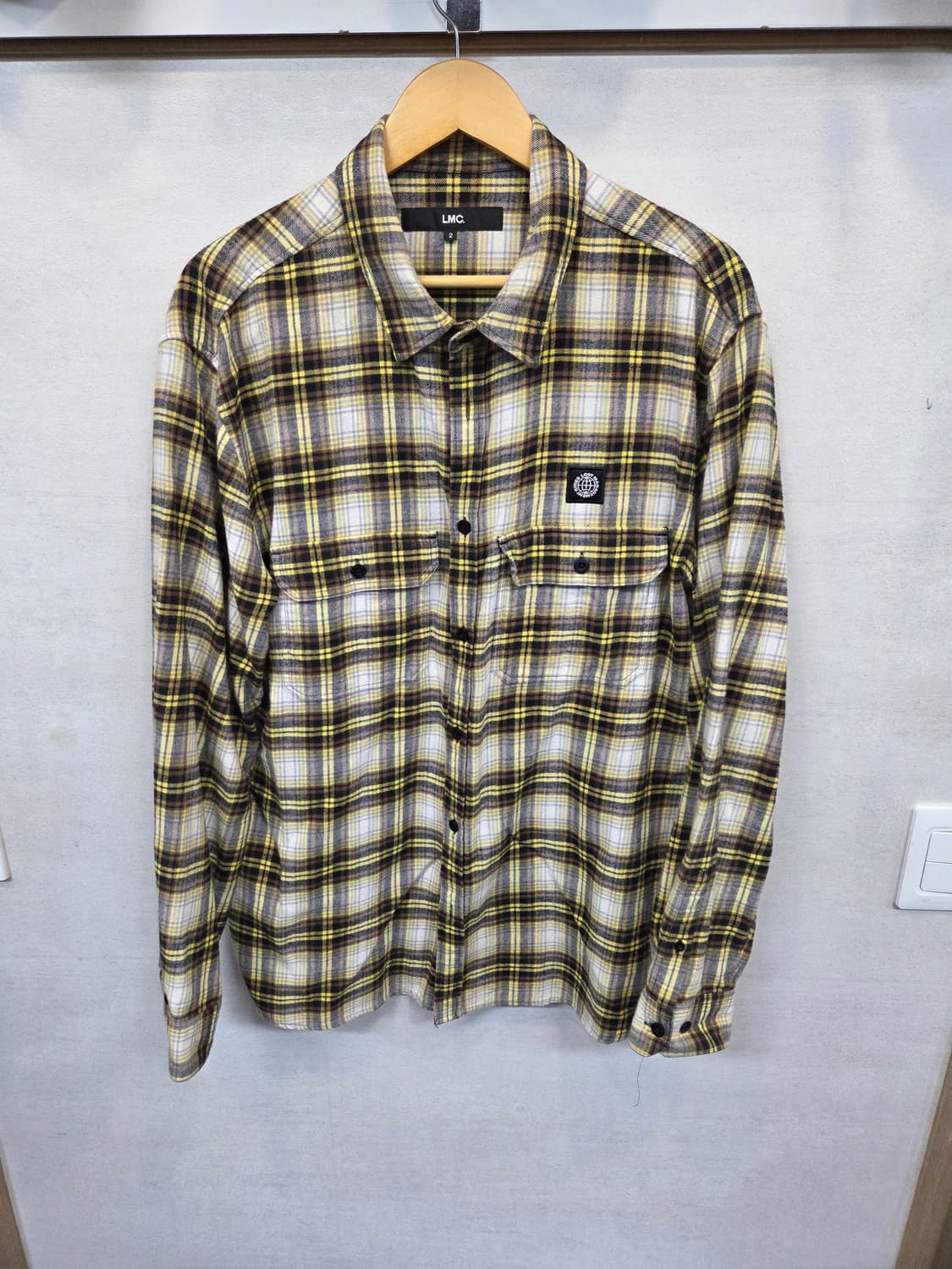 Lmc 레터링 울 체크 셔츠 2사이즈 대략 xl 상품이미지1