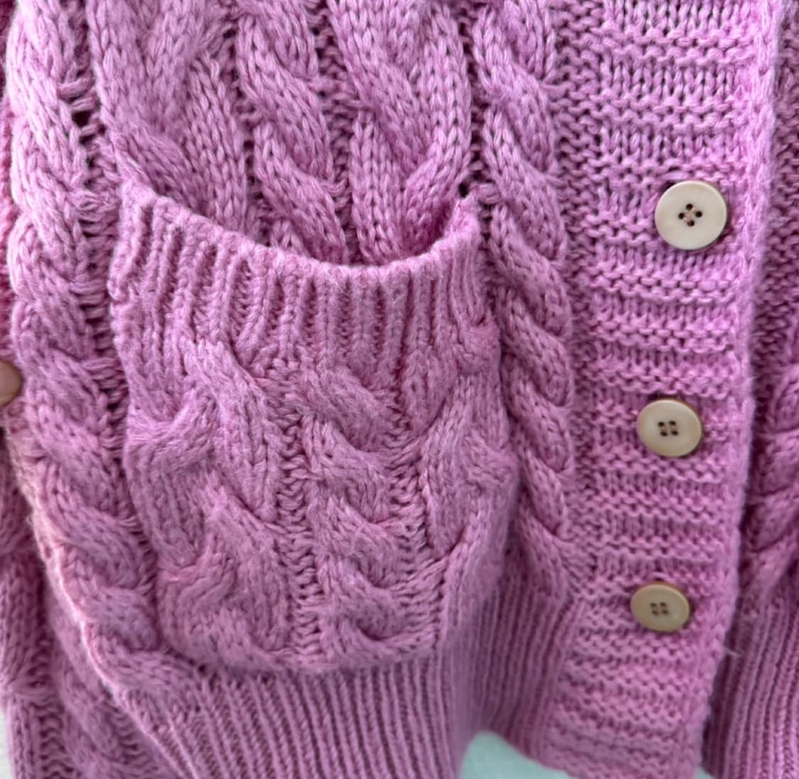 니트 카라 가디건 핑크  주머니 모리걸 러블리 상품이미지4