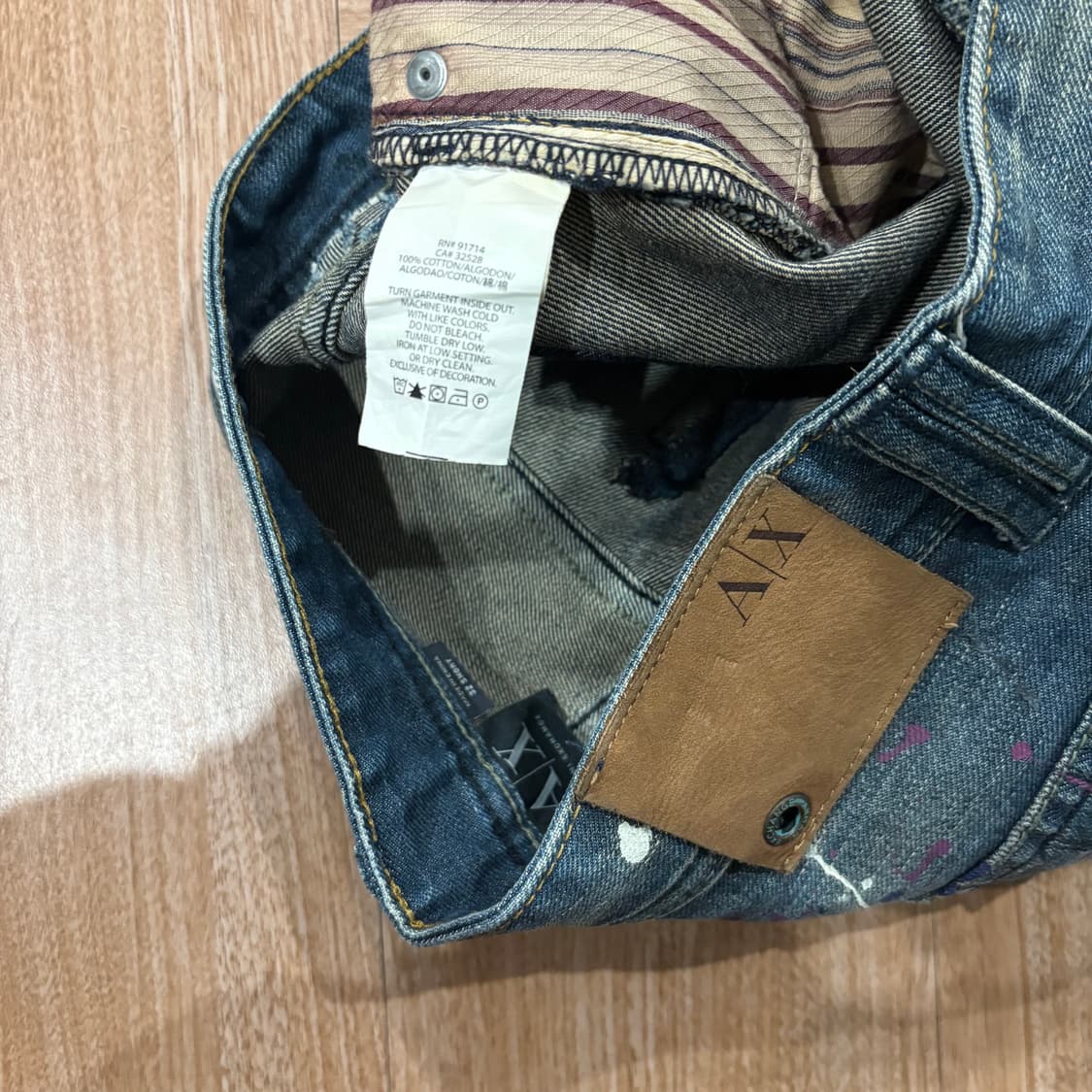 알마니 익스체인지 페인팅 데미지 패치워크 데님 상품이미지10