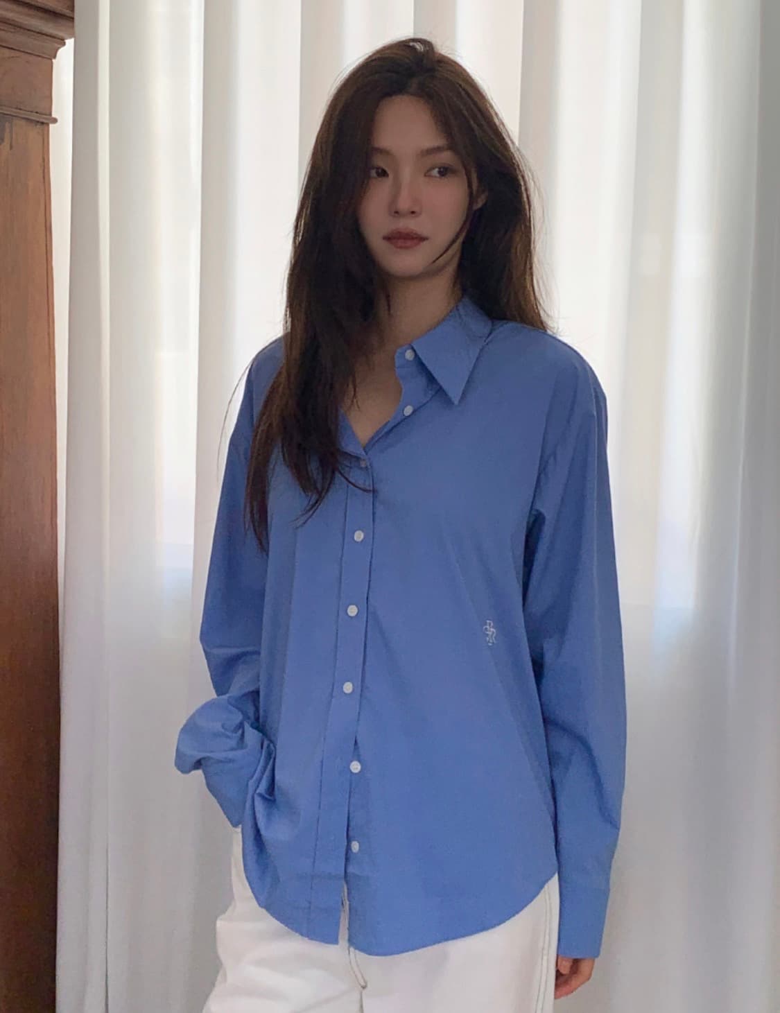 시티브리즈 링클 프리 베이직 셔츠(화이트/블루) 상품이미지1