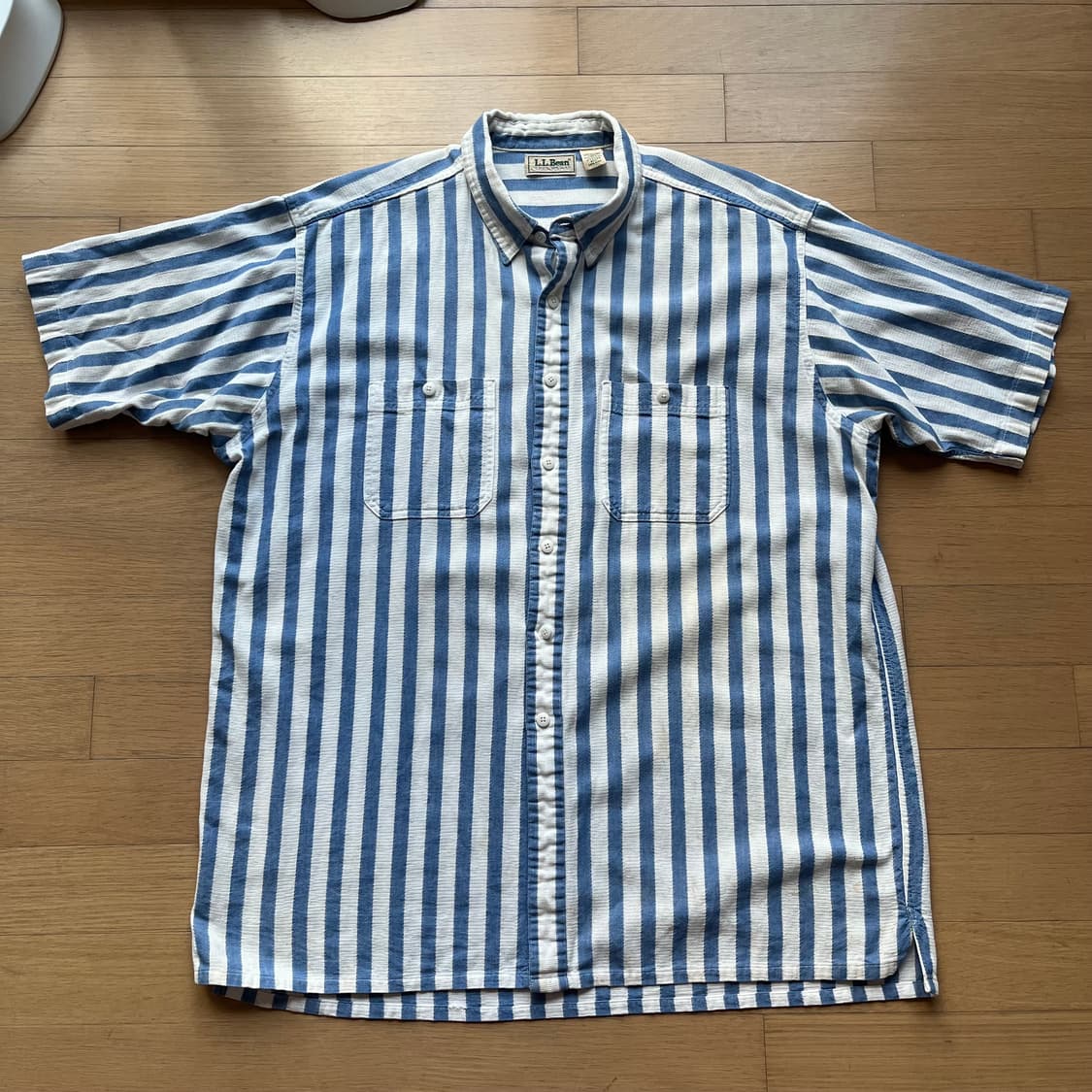 90년대 엘엘빈 쿨위브 스트라이프 반팔 셔츠 미국제조 USA 상품이미지1