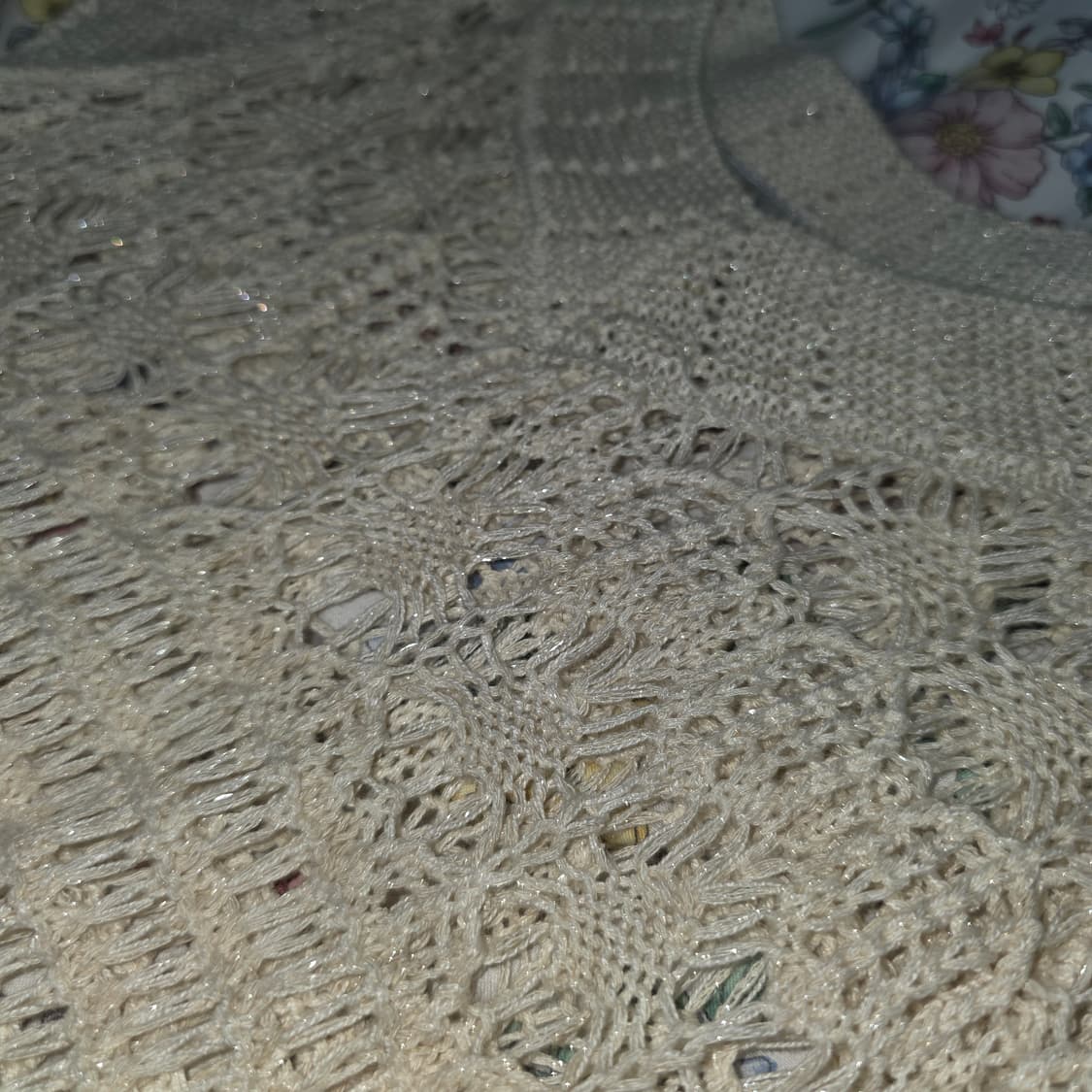 빈티지)스즈코모리걸st 고전 아이보리 크로셰 뜨개 로맨틱글리터니트블라우스 상품이미지7