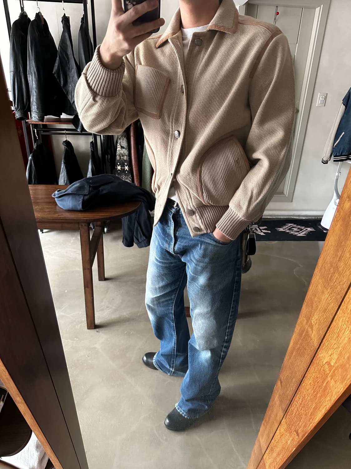 Woodhouse 울 니트 블루종 상품이미지3