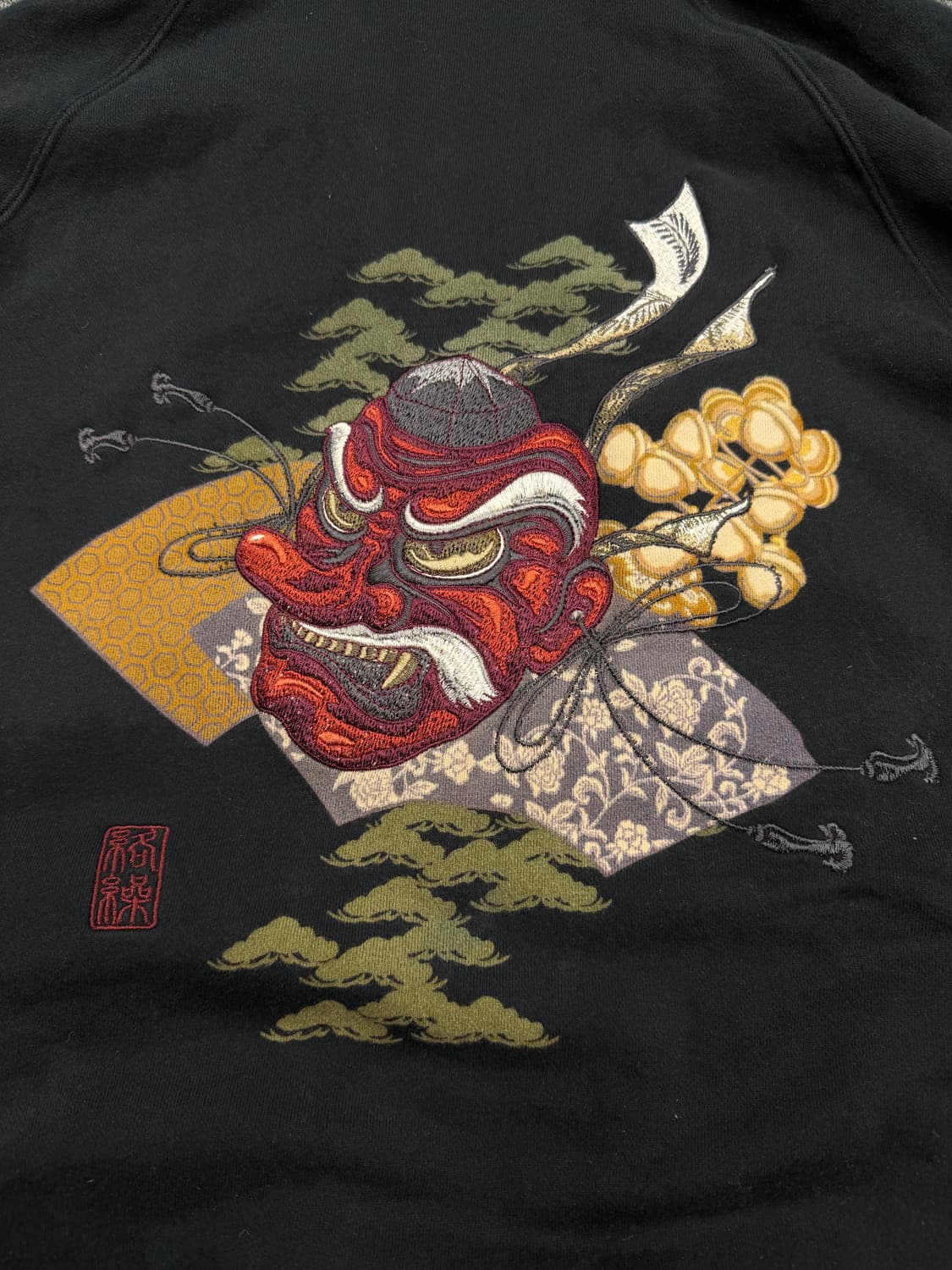 L) 카라쿠리 타마시 빈티지 텐구 자수 후드집업 상품이미지5