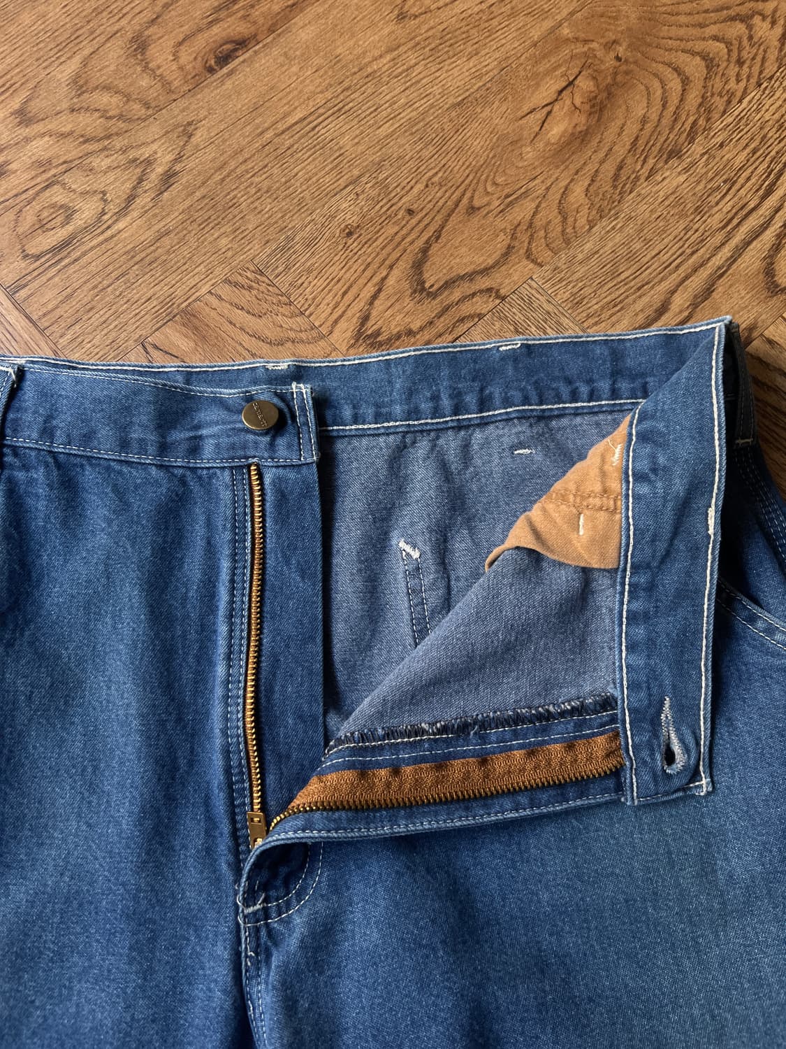 [36]칼하트 USA 덩가리핏 미디엄블루 싱글니 워크 데님 팬츠 상품이미지3