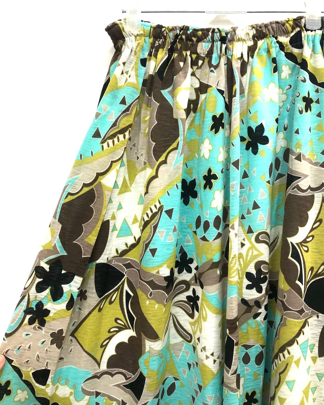 mint brown abstract pattern long skirt 상품이미지3