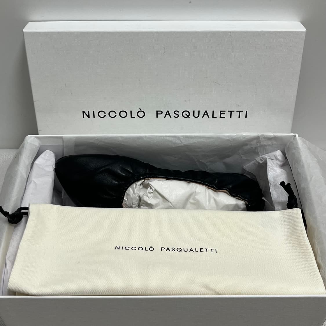 [36]니콜로 파스쿠알레티 25fw 셔링 플랫 슈즈/블랙 상품이미지5