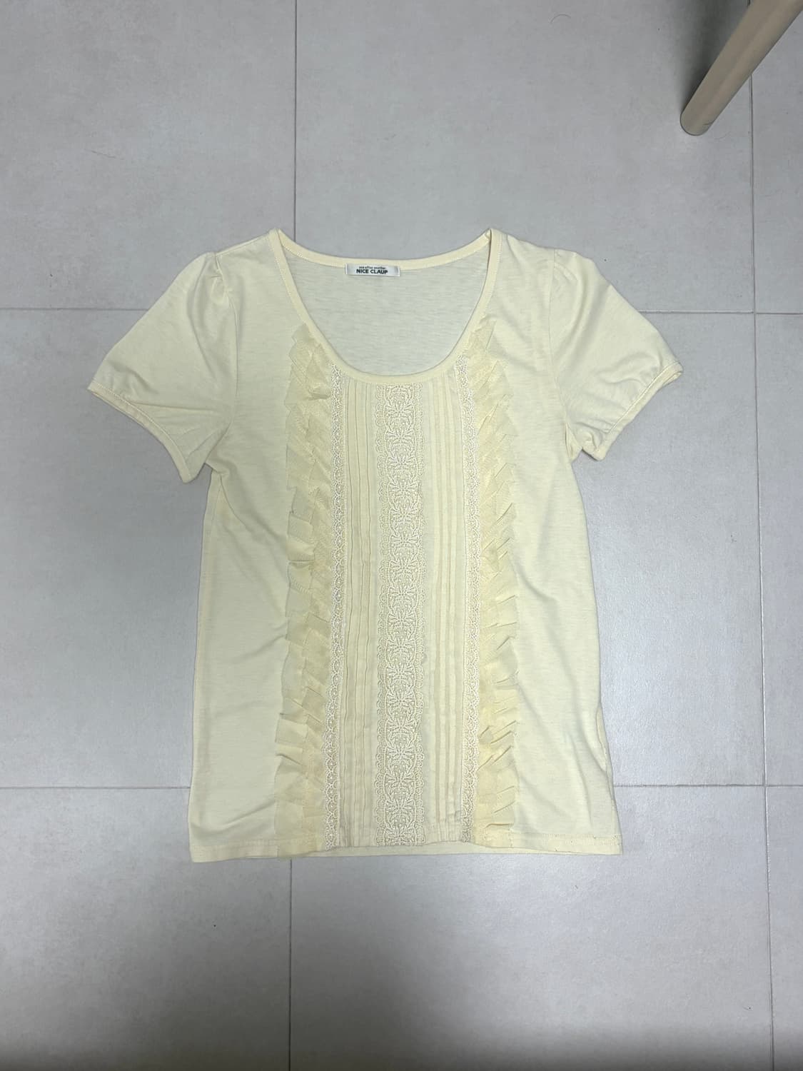 NICE CLAUP Japanese Vintage 러플 레이스 반팔 상품이미지1
