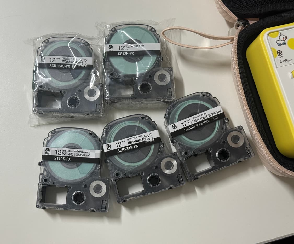 엡손 리락쿠마 라벨 프린터기+케이스+라벨 테이프 5개 상품이미지4