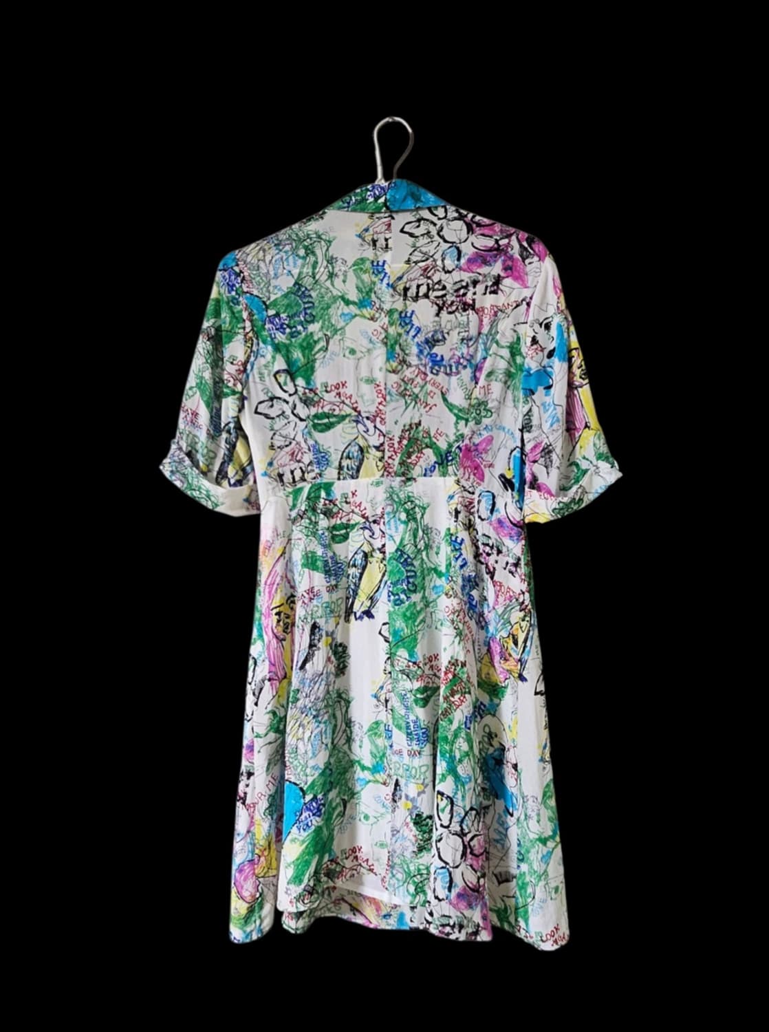 유니크 페이스 패턴 셔츠형 벨티드 미디원피스 55 상품이미지9