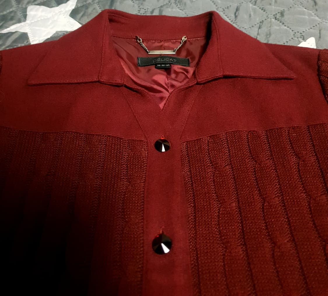 DELICAT 울100% 슬림핏 오픈카라 케이블 버튼 니트 자켓 (66) 상품이미지2