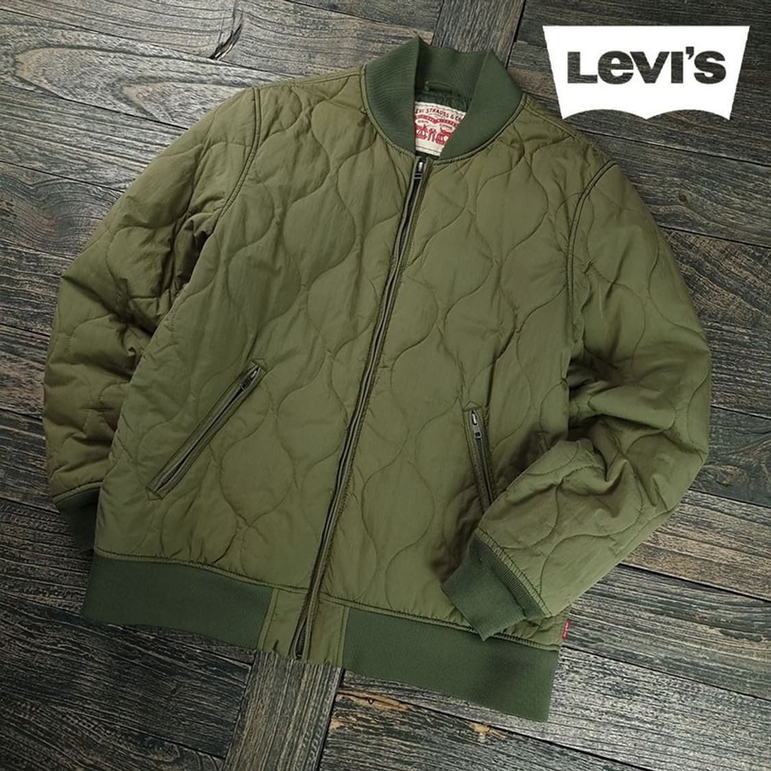 [리바이스] 퀄팅 퀼팅 블루종 봄버 자켓 카키 M19573 상품이미지1