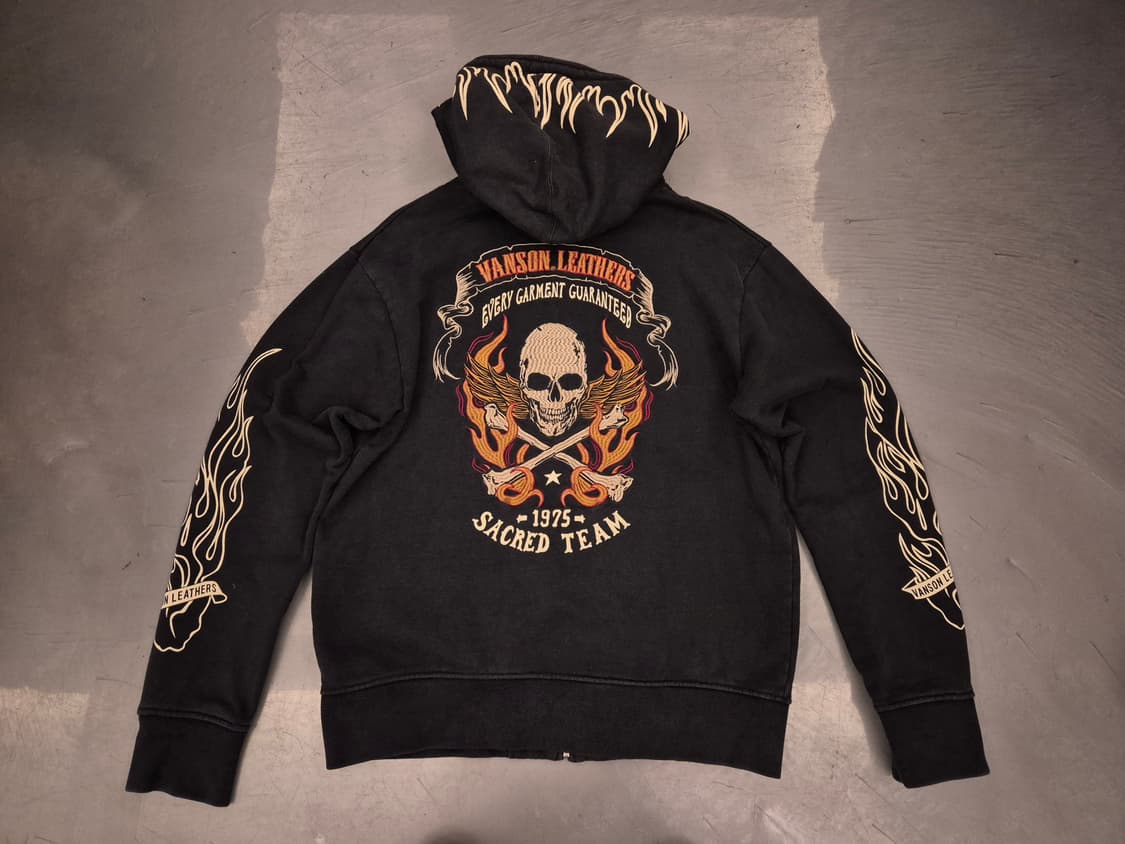 밴슨레더 스컬 플레임 후드 짚업 상품이미지1