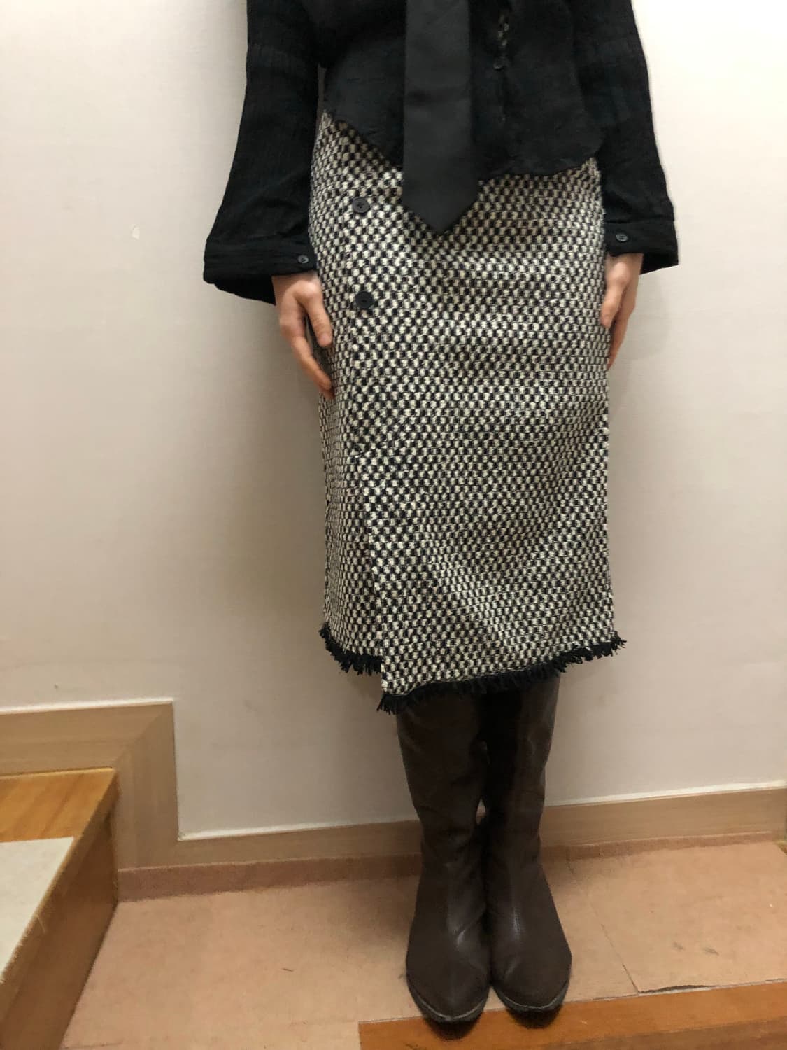 빈티지 블랙 버튼 스커트 상품이미지3