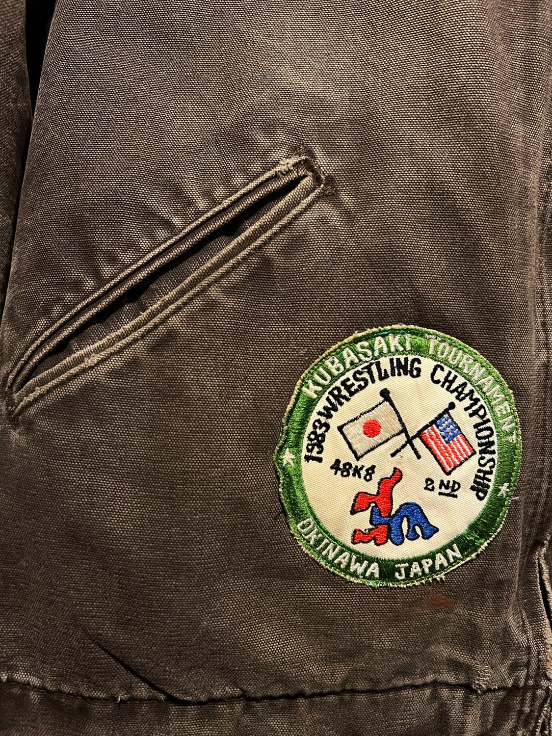 [L]칼하트 USA J97 디트로이트 빈티지 리페어 다크브라운 워크 자켓 상품이미지4