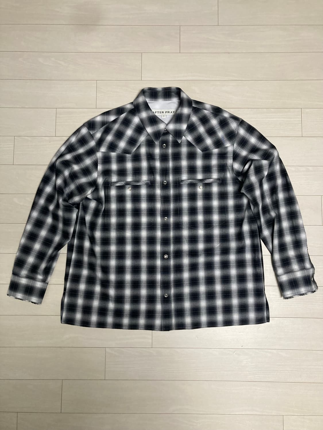 AFTER PRAY 원티드 웨스턴 체크 블랙 셔츠 상품이미지1