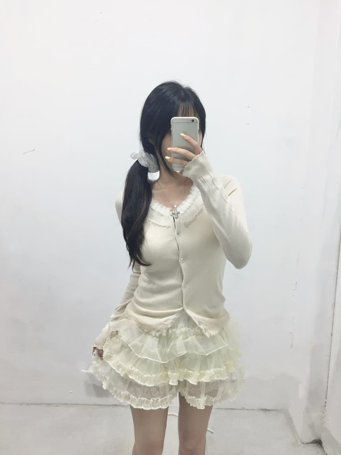 쉬폰 레이스 로걀 아이보리 가디건 상품이미지2