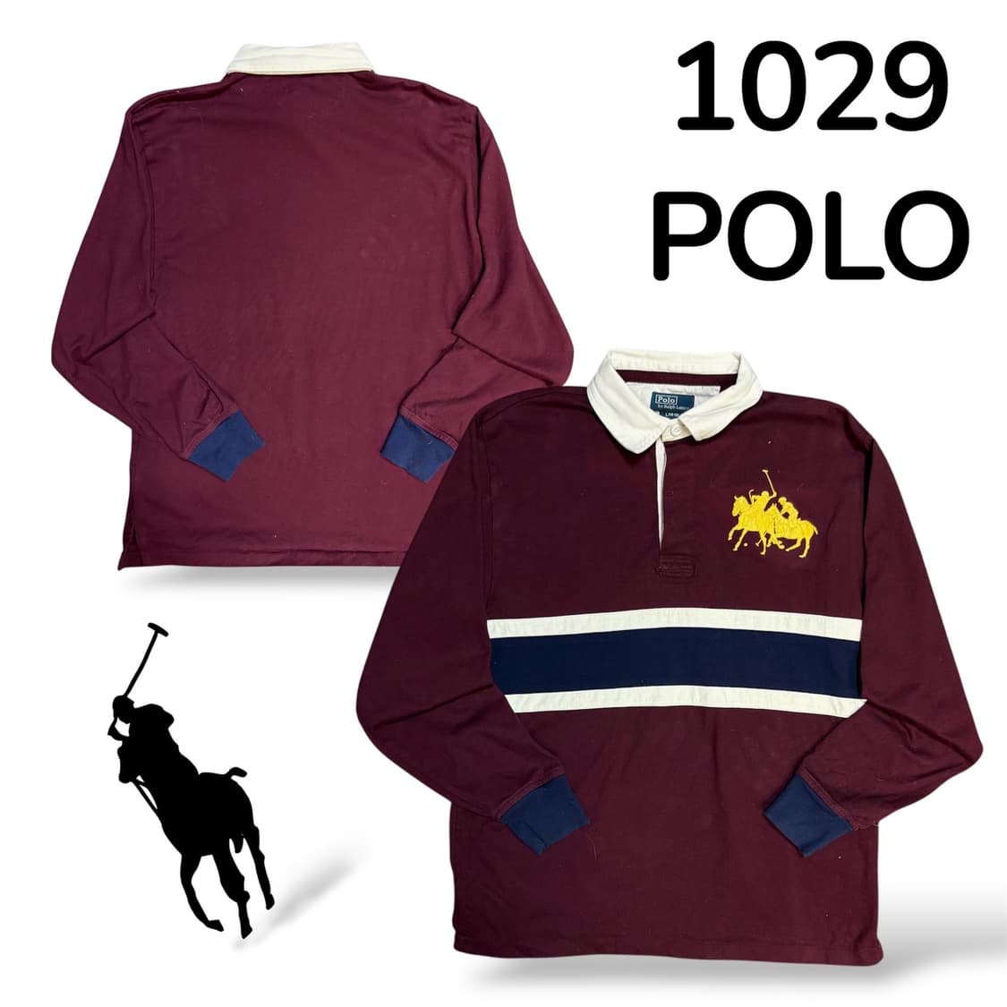 폴로 버건디 빅포니 럭비티 카라 롱슬리브 L 상품이미지1