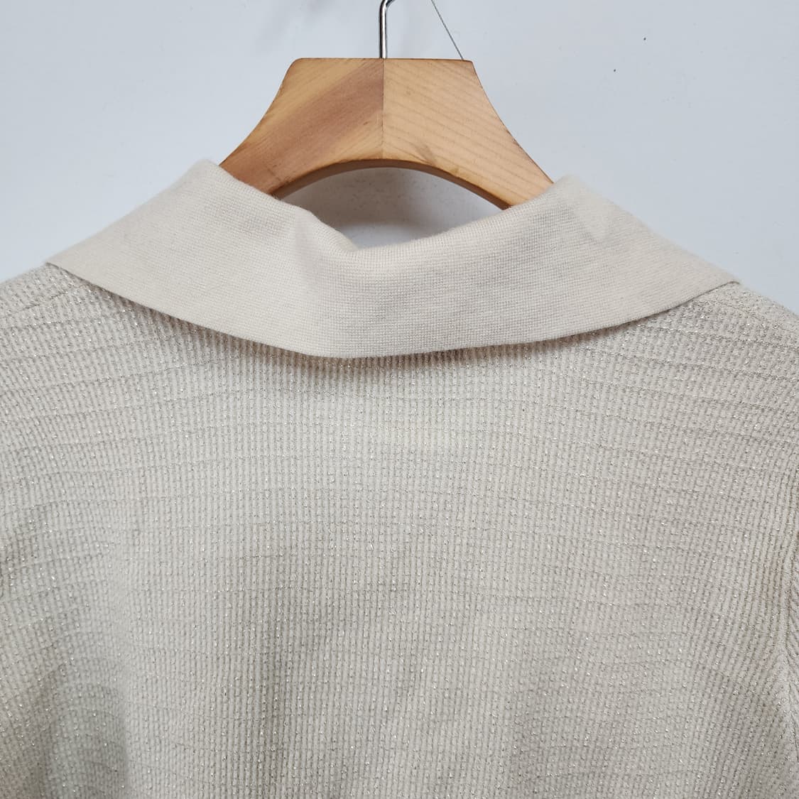 더아이잗 카라넥 니트 가디건 아이보리 상품이미지5