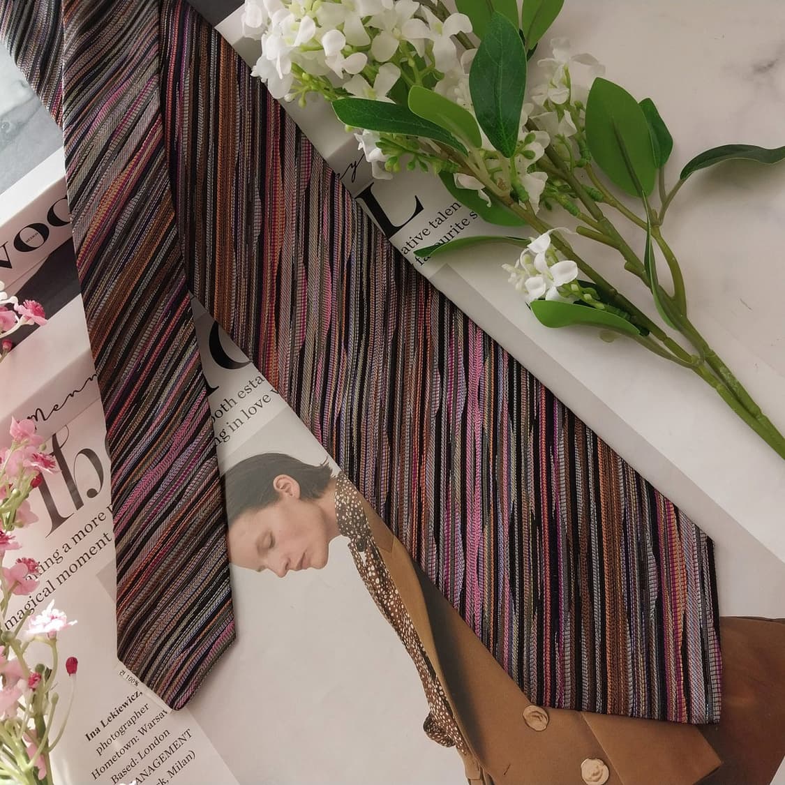 미쏘니 실크 텍스처드 스트라이프 넥타이 8.7cm A+등급 K1559
 상품이미지3