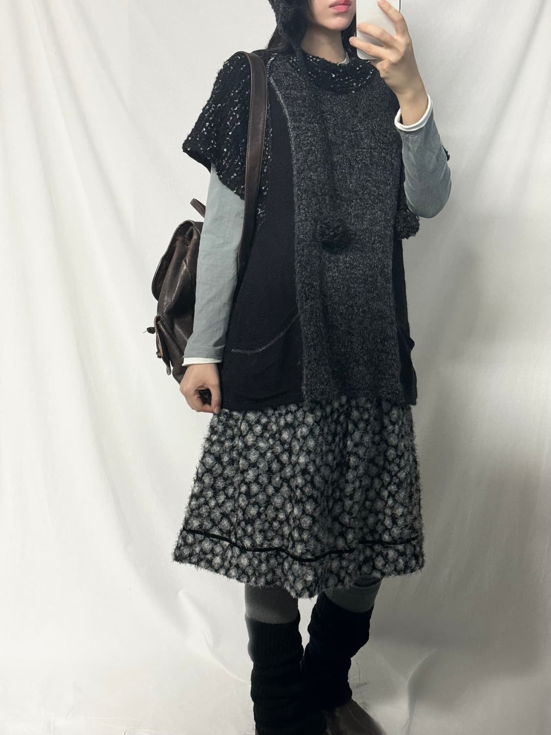 포켓 니트 플러피 스커트 2pcs SET 상품이미지4